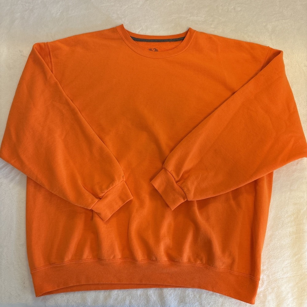 Fruit of the Loom Neon Orange Xl‎ Sweater Y3k Vintage Frutiger DORfic